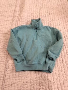 GAP Kids Quarter-Zip Pullover Sweatshirt in Light Teal